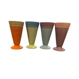 Trisa Stonewear Set Of 4 Pastel Ice Cream Parfait Cups Vintage